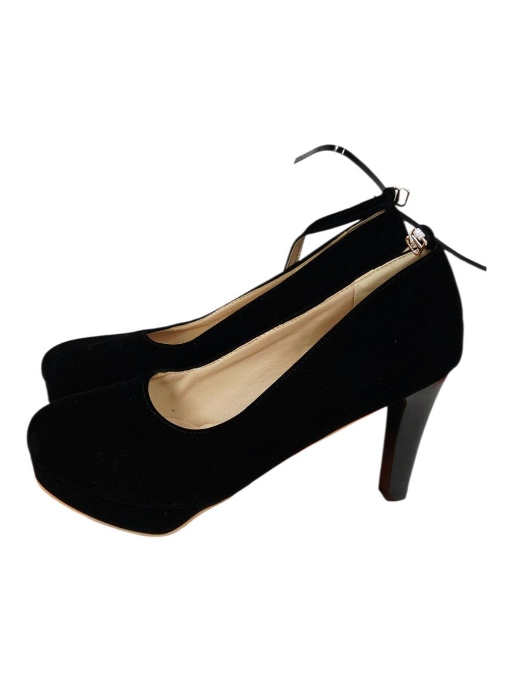 Euelauge Black Women's High Heel Ankle-Strap Pumps W Bow Sz 47 (14)